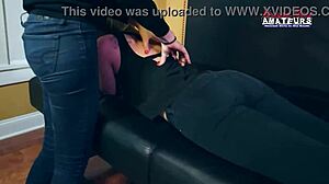 kinky brunette olyssia and blonde ryann share cock and muffs