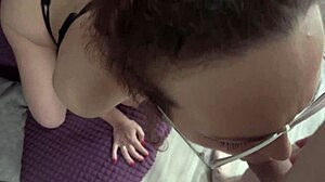 my curly gf cock suckin in pov w glasses deepthroat