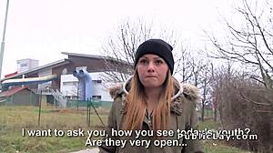 Euro Brunette Pounds Cock Hard in Outdoor Public POV Bang!