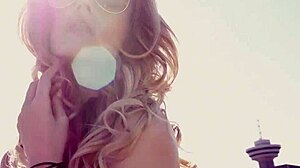 Petite blonde MILF strips dances outdoors solo 😏💃🔥