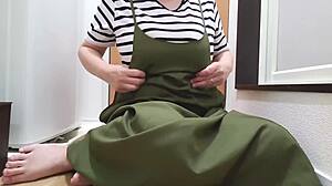 Married Babe Shakes Hips with Dildo in Bathroom