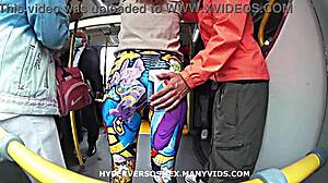 big ass leggings babe rubs dick on metrobus then takes creampie ride