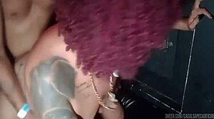 wife trapped in gloryhole booth with two huge cocks pounding