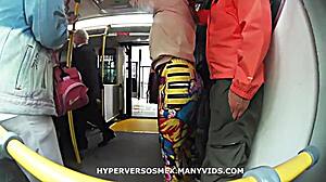 big ass leggings babe rubs dick on metrobus then takes creampie ride