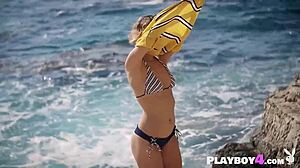 Petite blonde MILF strips dances outdoors solo 😏💃🔥