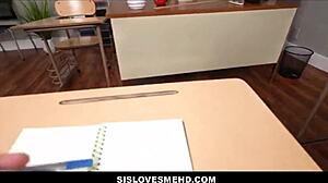 Big Ass Stepsis And Busty Teacher Threesome Classroom Fuck With Stepbro