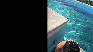 She drops to knees for public bj at infinity pool