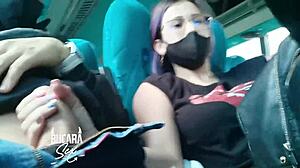 Horny latina girlfriend deepthroats cock and fucks on bus ride to bogota outdoors