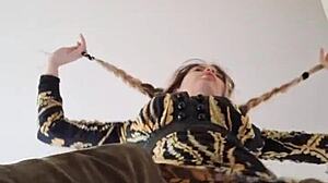 Fetish Goddess Elza Koms Chokes Slave with Feet and Strapon Domination