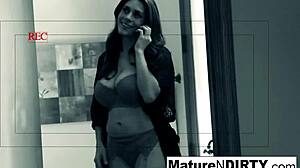 Brunette Milf Caught Masturbating Then Fucked Hard by Granny Lover with Cumshot