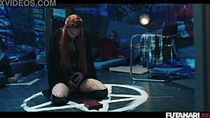 Veronica Leal's tight anal wrecked by redhead shemale futa witch's hardcore voodoo pounding