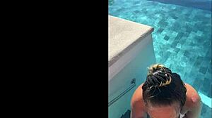 She drops to knees for public bj at infinity pool