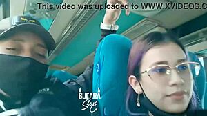 Horny latina girlfriend deepthroats cock and fucks on bus ride to bogota outdoors