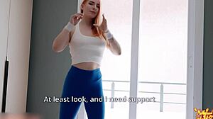 Redhead Stepsister's Sloppy Blowjob and Big Natural Tits in Sports Training