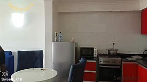 Sexy ebony latina charges phone but her shaved pussy tempts me outdoors