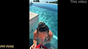 She drops to knees for public bj at infinity pool