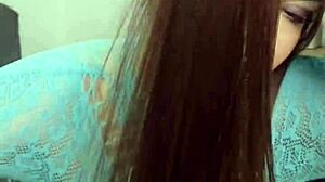 pigtails brunette spits junk food on big ass natural tits fetish play