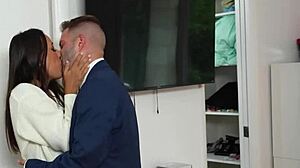 Petite brunette crush creampied after deepthroat