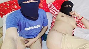 Indian wife rides husband's cock missionary with dirty hindi talk and creampie