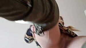 Fetish Goddess Elza Koms Chokes Slave with Feet and Strapon Domination