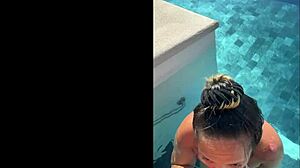 She drops to knees for public bj at infinity pool