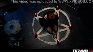 Veronica Leal's tight anal wrecked by redhead shemale futa witch's hardcore voodoo pounding