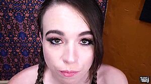 bdsm slave brooke johnson gulps piss laps ass before tight bondage torment