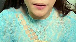 pigtails brunette spits junk food on big ass natural tits fetish play