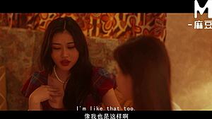 Young bride Bai Jie rides cowgirl in wild wife-swap 4some at wedding.