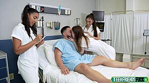 Three Shy Blonde Teens Deepthroat Doctor's Cock in Hospital