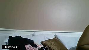 Sexy Cougar Maxine X Rides Huge Dildo In Lingerie Wet Pussy Pounding