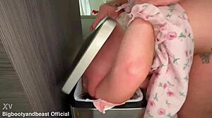 blonde face fucked hard on toilet seat