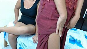 my wife brought stepcousin for real threesome two latinas heels swallow cum