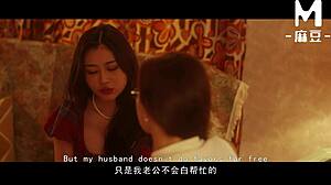 Young bride Bai Jie rides cowgirl in wild wife-swap 4some at wedding.