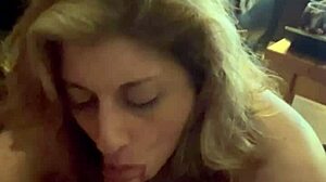 hot milf deepthroats hubby's throbbing cock for cum swallow