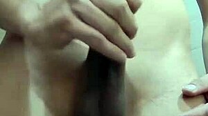 flaco strokes monster cock in work bathroom stall