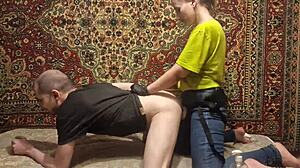 Anastasia Mistress Strapon Fucks Crossdresser Sasha's Ass