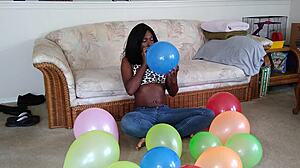 Ebony French Fetish: Balloons and Big Tits Tease