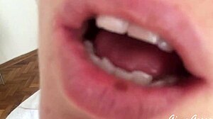SKINNY BLONDE TEEN HOMEMADE TONGUE SALIVA THROAT FETISH