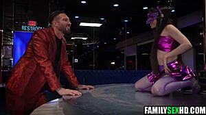 stripper stepdaughter offers pussy to stepdad and brother