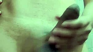 flaco strokes monster cock in work bathroom stall