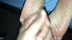Wife's footjob leads to massive cum explosion
