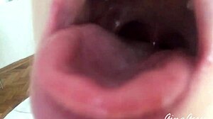 SKINNY BLONDE TEEN HOMEMADE TONGUE SALIVA THROAT FETISH