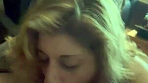 hot milf deepthroats hubby's throbbing cock for cum swallow