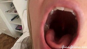 SKINNY BLONDE TEEN HOMEMADE TONGUE SALIVA THROAT FETISH