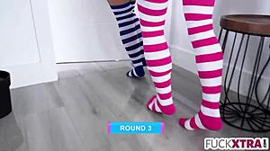 Violet Gems and Venus Vixen Lose Game to Deepthroat Fuck