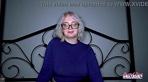 annie archer sucks cock deep then takes pounding in wet pussy