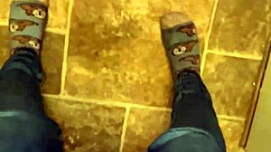 Jeans soaked from endless squirting bursts in socks