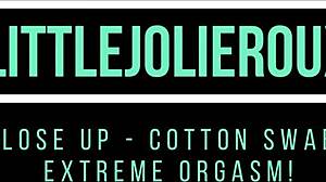 Puffy shaved teen pussy swells from cotton swab orgasm play