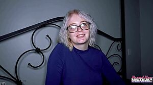 annie archer sucks cock deep then takes pounding in wet pussy